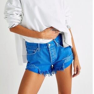 Free People We The Free Loving Good Vibrations True Blue Cutoff Short Size 31